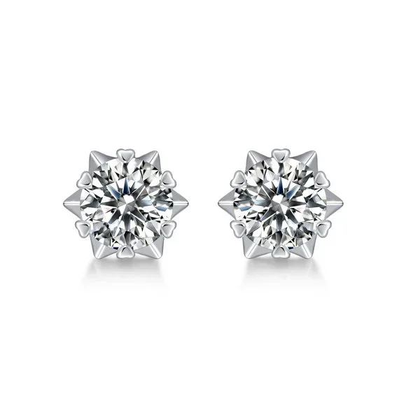 Certified 2ct. t.w. Moissanite Diamond Snowflake Stud Earrings NEW